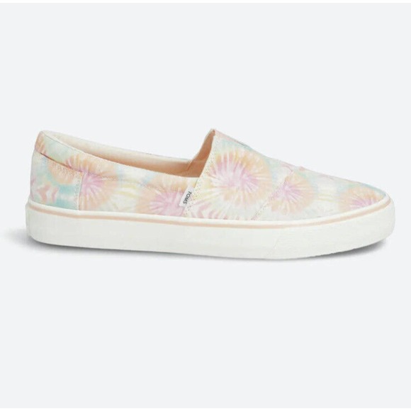 New TOMS Womans Sz 9 Alpargata Fenix Slip On Candy Pink Tie Dye Canvas NIB - Picture 1 of 9